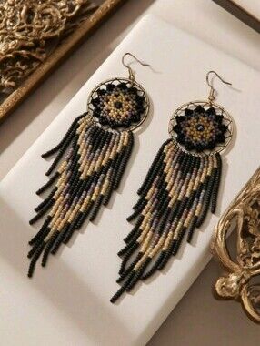 Dream Catcher Beaded Hoop Earrings